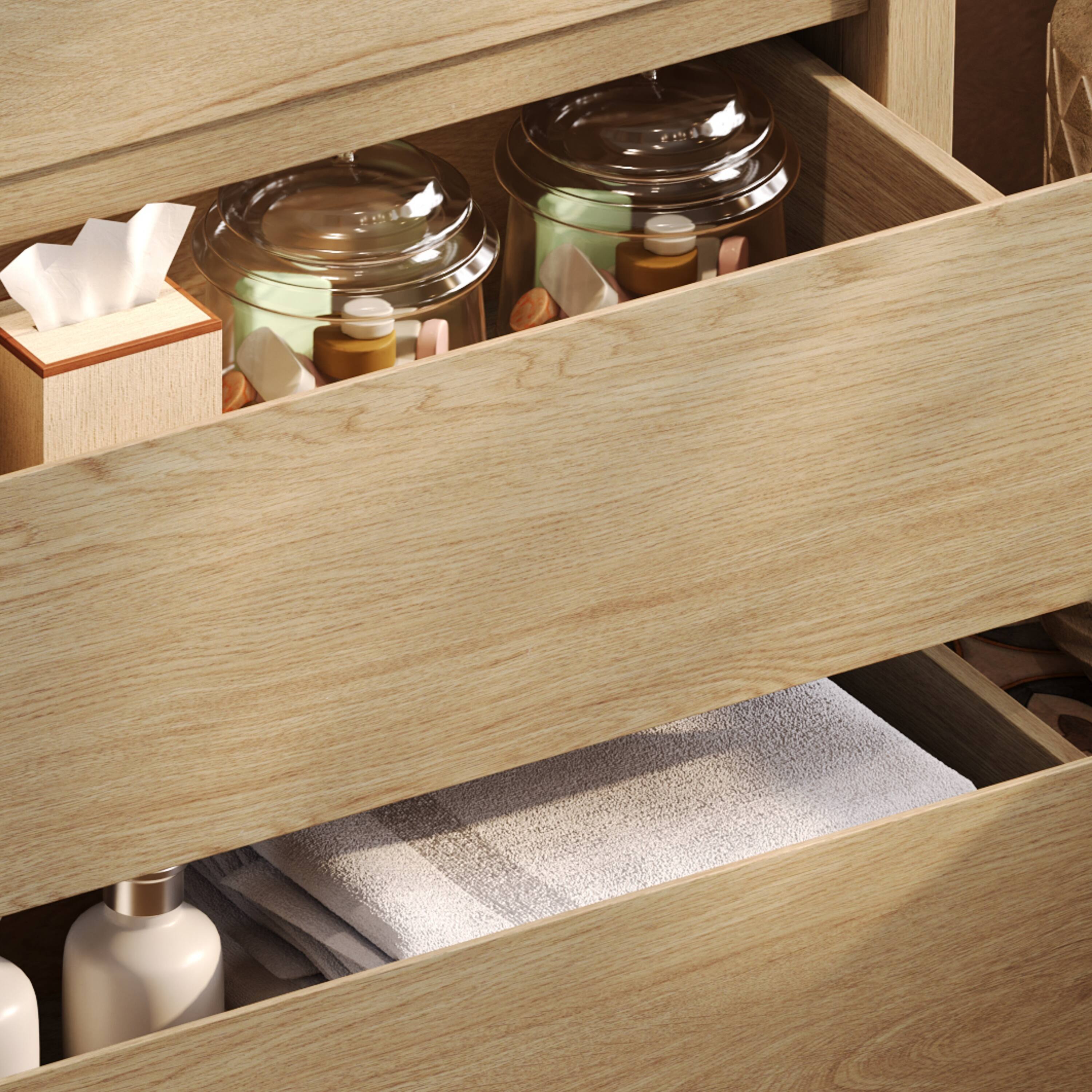 Alt View 6. Loheer - 2.5ft Bathroom Vanity with Ceramic Sink and 2 Drawers - Natural.