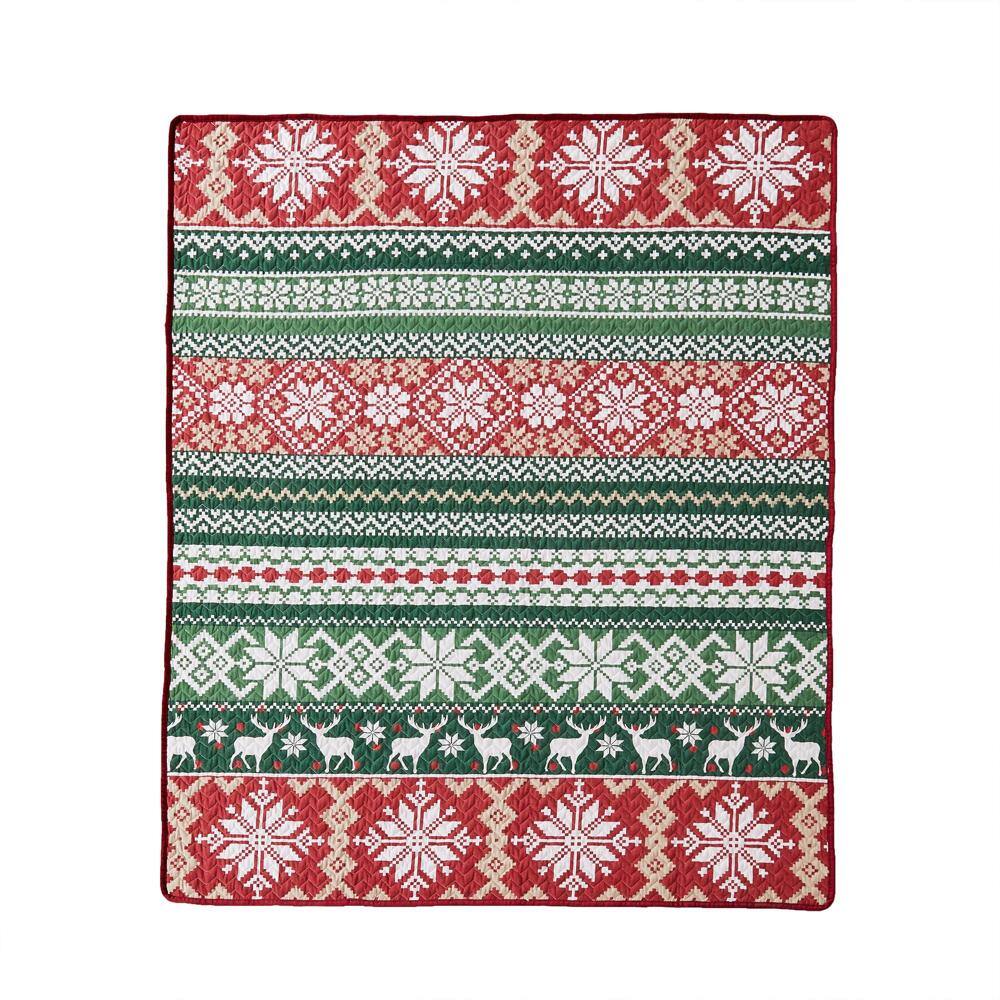Alt View 1. Greenland Home Fashions - Greenland Home Fashion Fair Isle Ultra Soft High-Quality Throw Blanket Standard Red - Red.