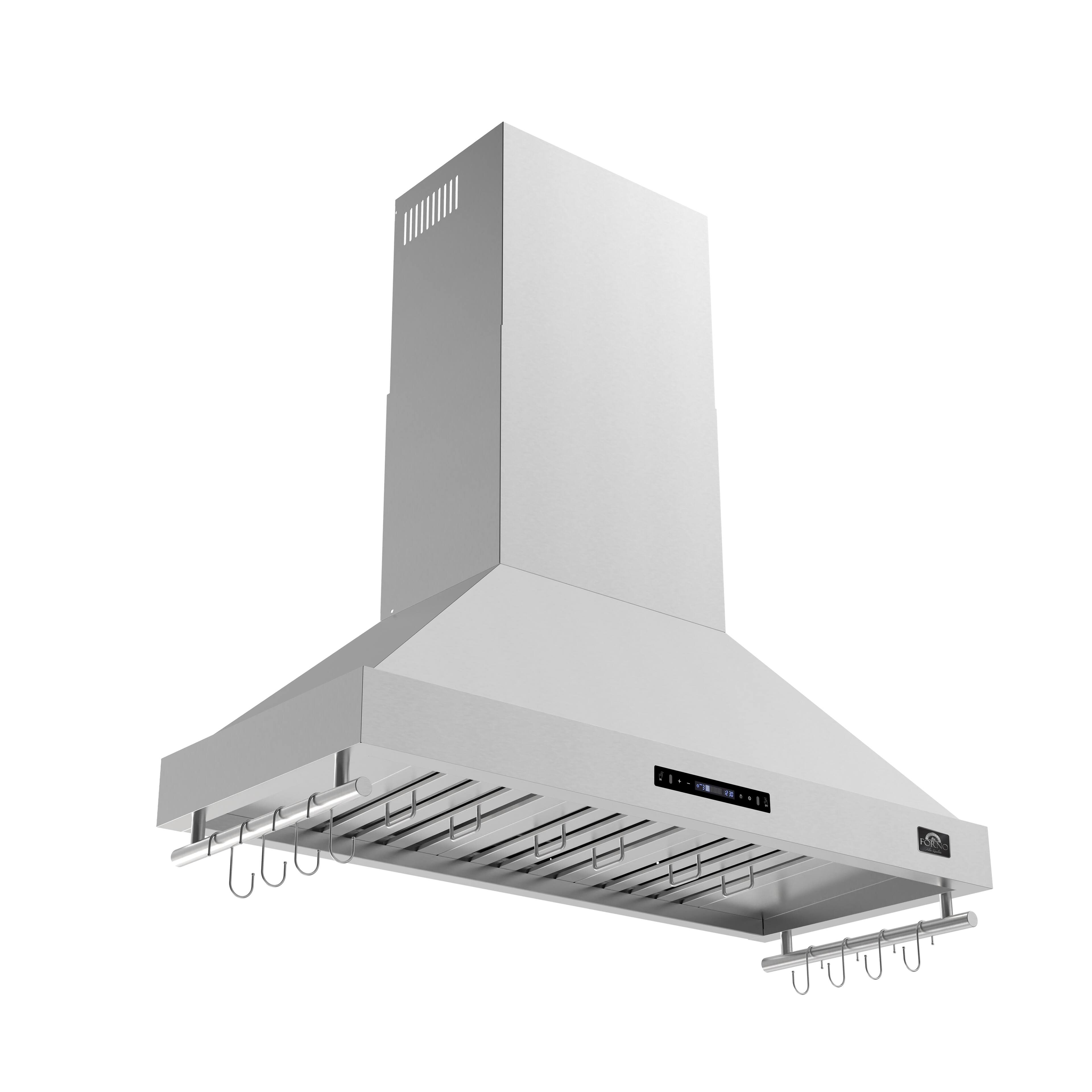 Left. Forno Appliances - Venezia 48 in. Wall-Mounted Externally Vented Range Hood - Silver.