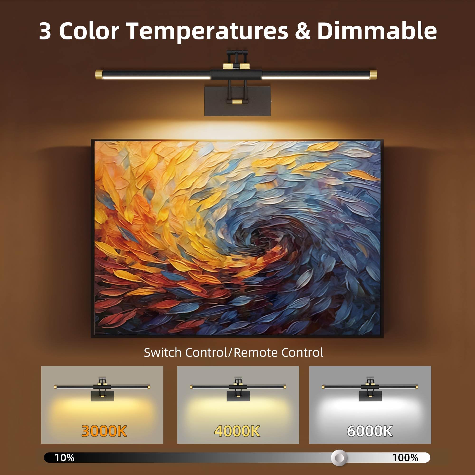 3 Color Temperatures & Dimmable

Switch Control/Remote Control

3000K 4000K 6000K

10% 100%