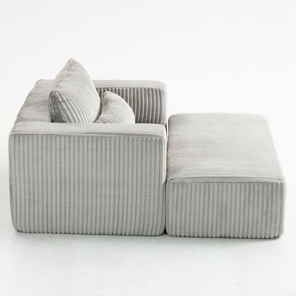 Alt View 4. Kadyn - Oversized All-Foam Lounge Chair with Ottoman, Modular Corduroy, No-Tool Assembly, Smoky Grey - Gray.