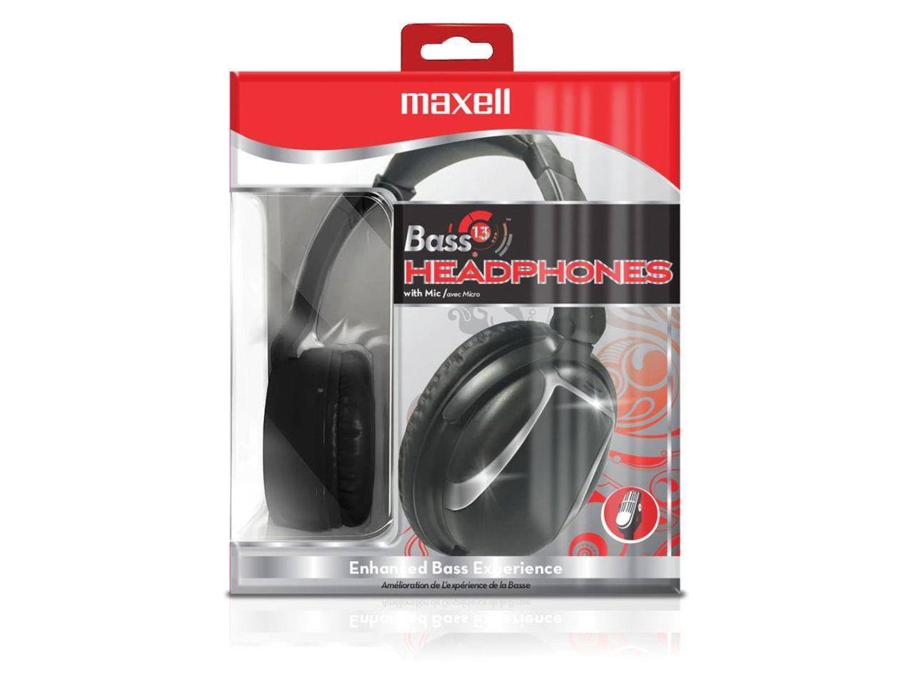 maxell Bass 13 HEADPHONES with Mic avec Micro Enhanced Bass Experience Amélioration de l'expérience de la Basse