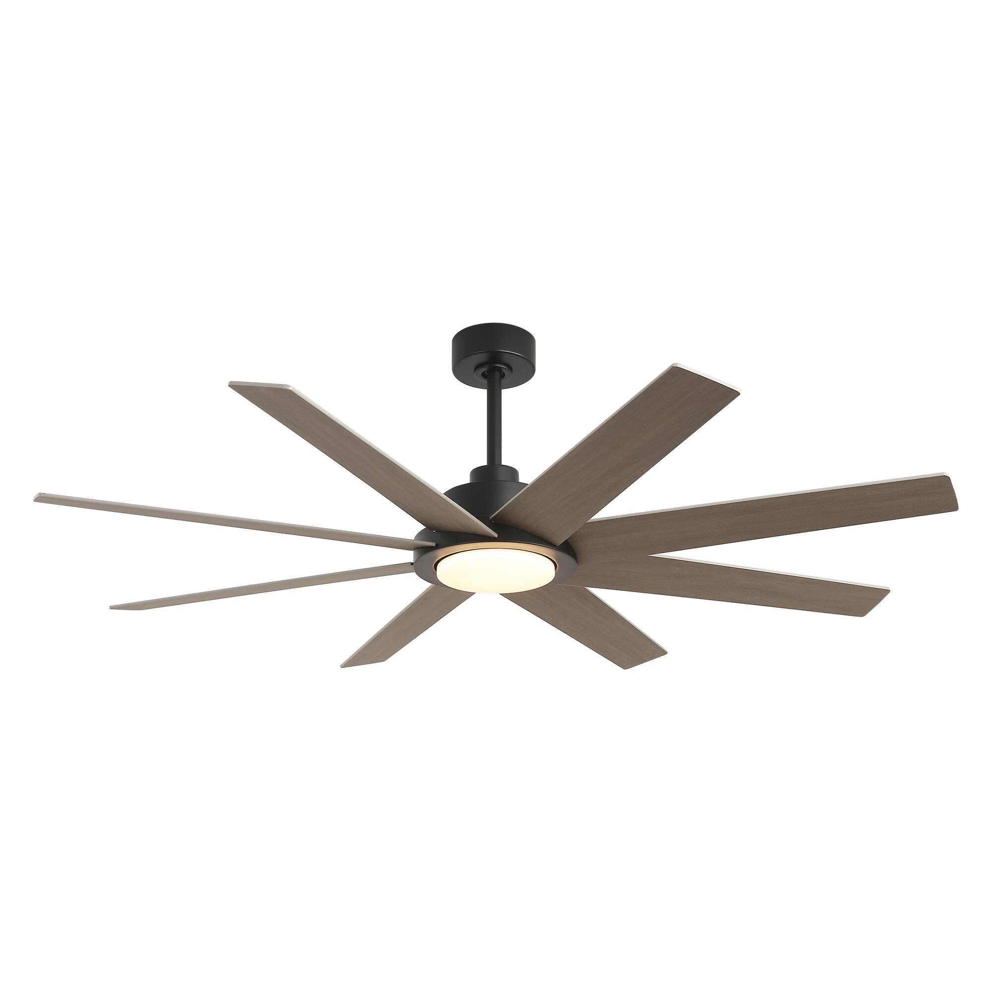 Alt View 7. Parrot Uncle - 60" Farmhouse Large Windmill Dimmable Ceiling Fan with Light and Remote - Matte Black.