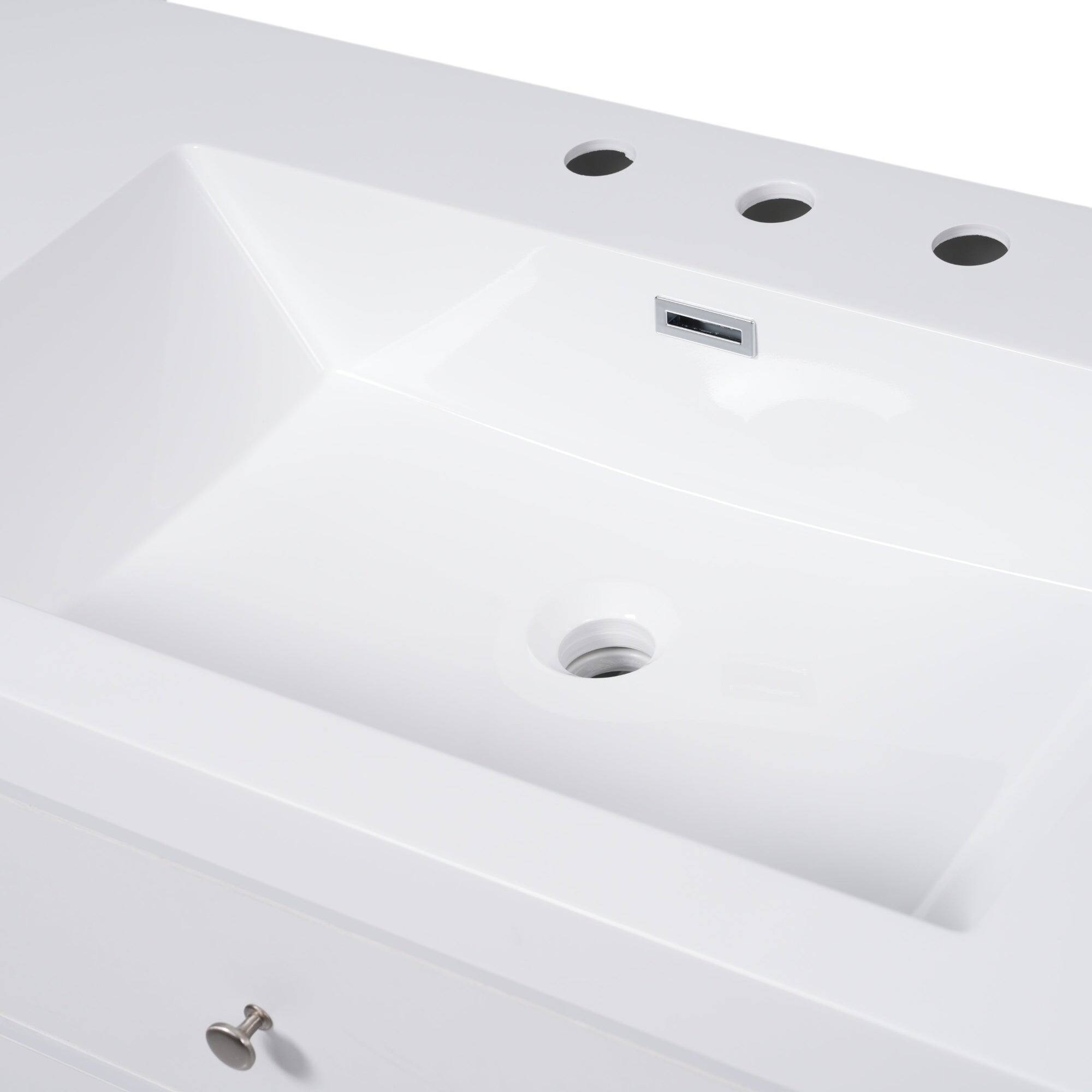 Alt View 9. Boyel Living - 60 Inch Bathroom Vanity with SMC Sink Large Storage Cabinet Soft Close Drawers Rattan Doors Silver Knobs White - White.