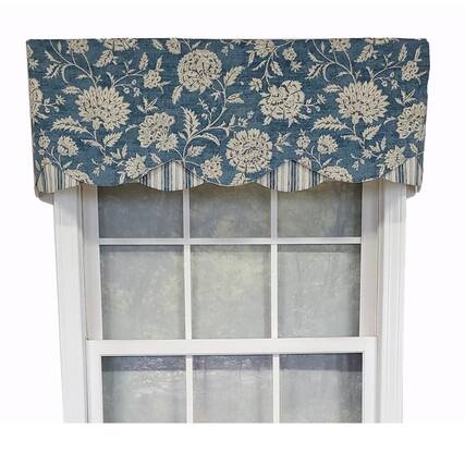 Front. RLF Home - RLF Home Luxurious Modern Design Classic Basanti Petticoat Style Window Valance 50" x 15" Navy - Navy.