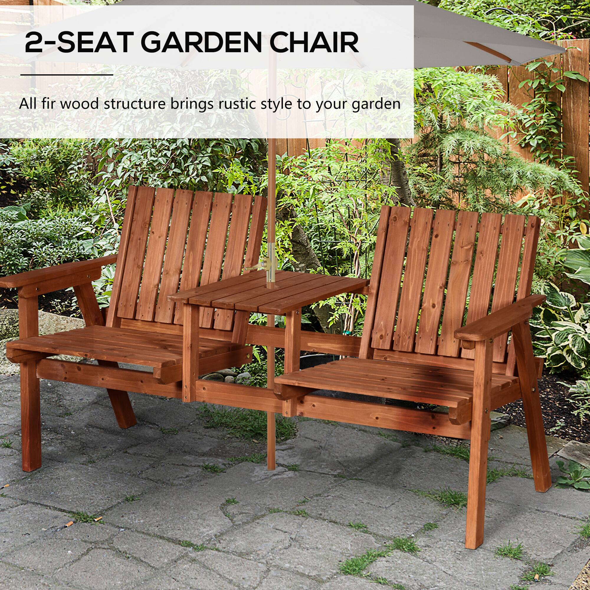 2-SEAT GARDEN CHAIR

All fir wood structure brings rustic style to your garden