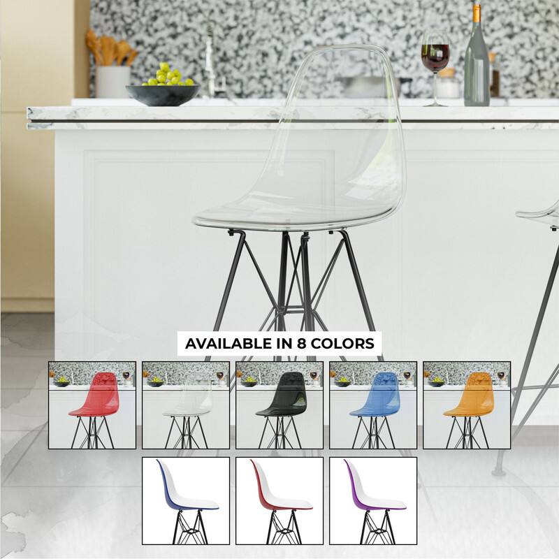 LeisureMod Cresco Modern Acrylic Barstool, Swivel Counter Height Stool ...