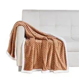 Noble House - Soft Braided and Comfortable Plush All Season Sherpa 50" X 60" Throw Blanket - Mocha