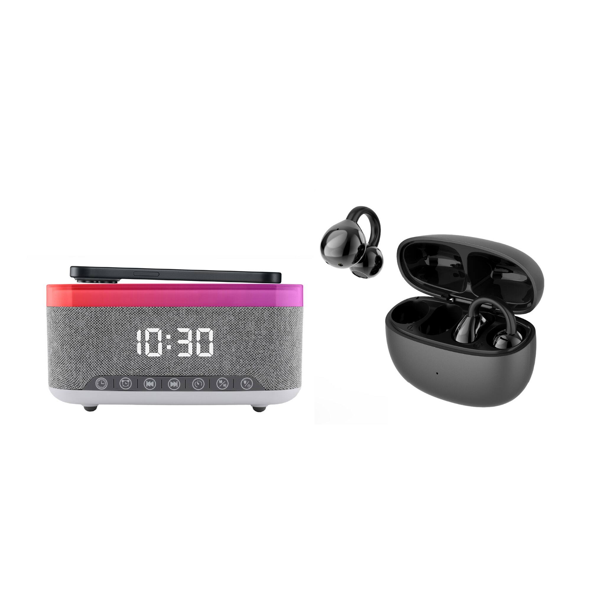 Front. Pursonic - Complete Wireless Audio & Charging Bundle – Alarm Clock Radio Speaker with Wireless Charger + Earbuds.