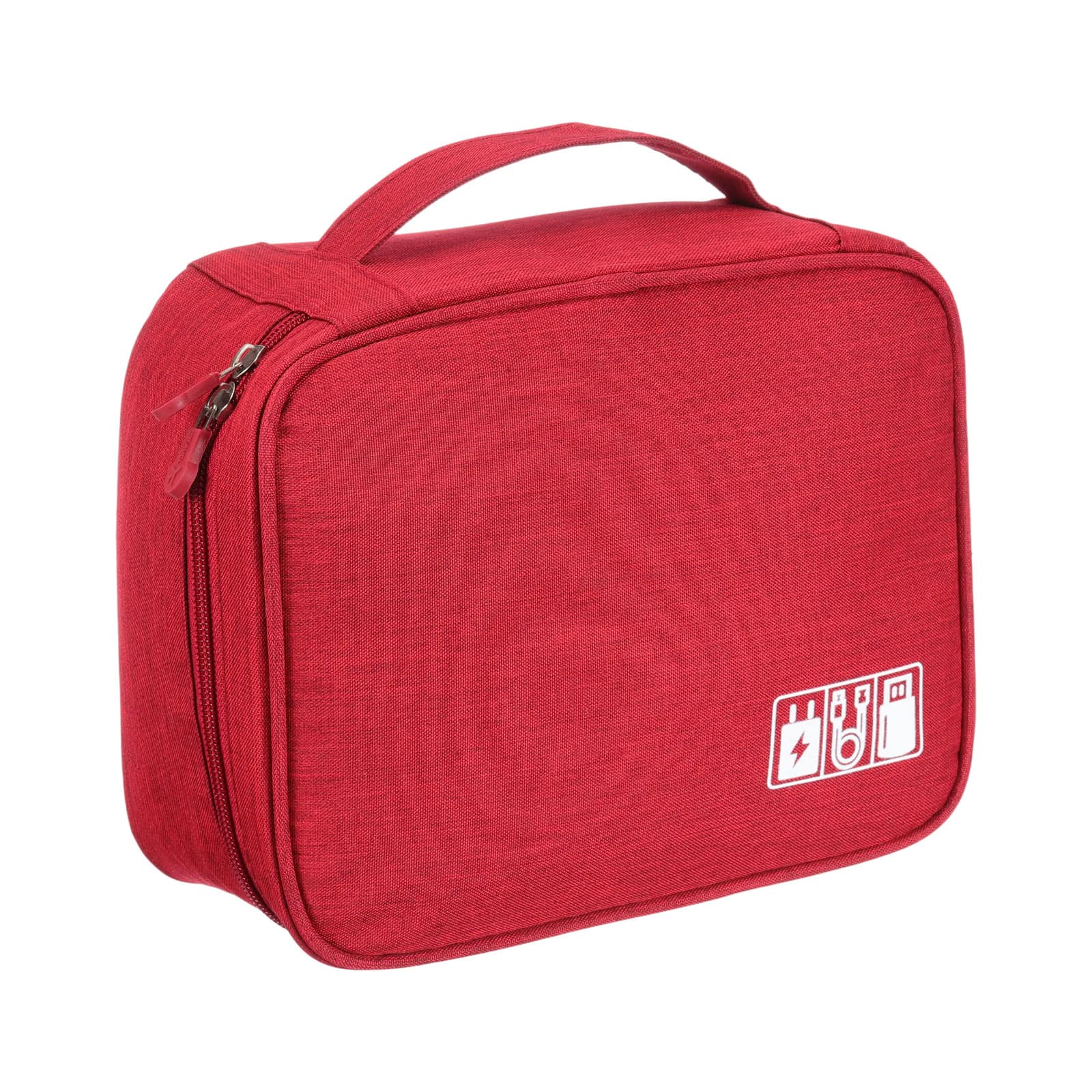 Unique Bargains - Travel Cable Organizer, Portable Case for Lens, Charger, Cord, Earphone - Burgundy