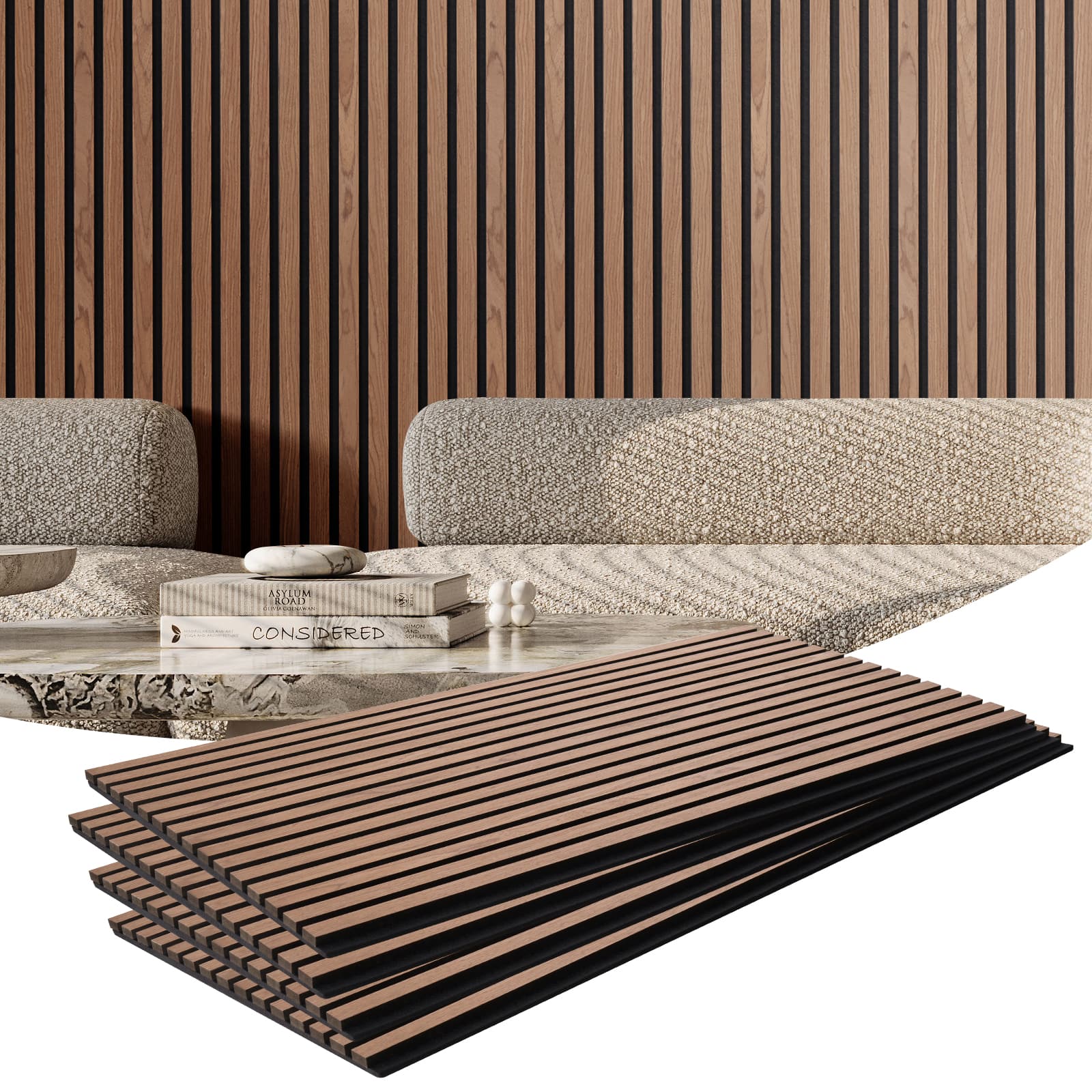 VEVOR - Wood Slat Acoustic Panels, 23.6 x 47.2 inch,MDF Accent Wooden Wall Panels for Modern Interior Wall,Faux Wood Wall Board - Walnut price history on PriceWatchPro