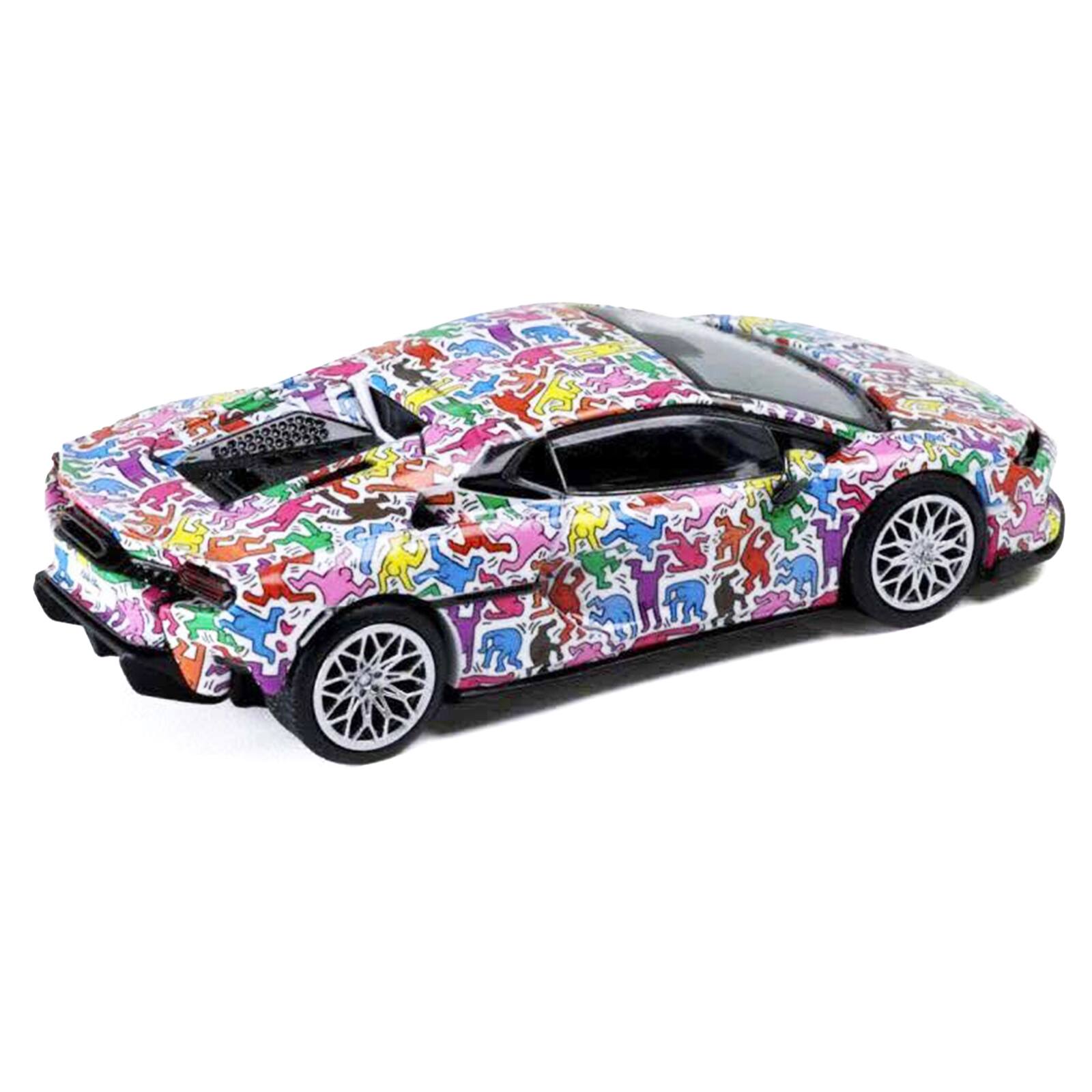 Alt View 3. Trends Hobby - Lamborghini Temerario "Keith Haring Livery" White with Graphics 1/64 Diecast Model car by Trends Hobby.