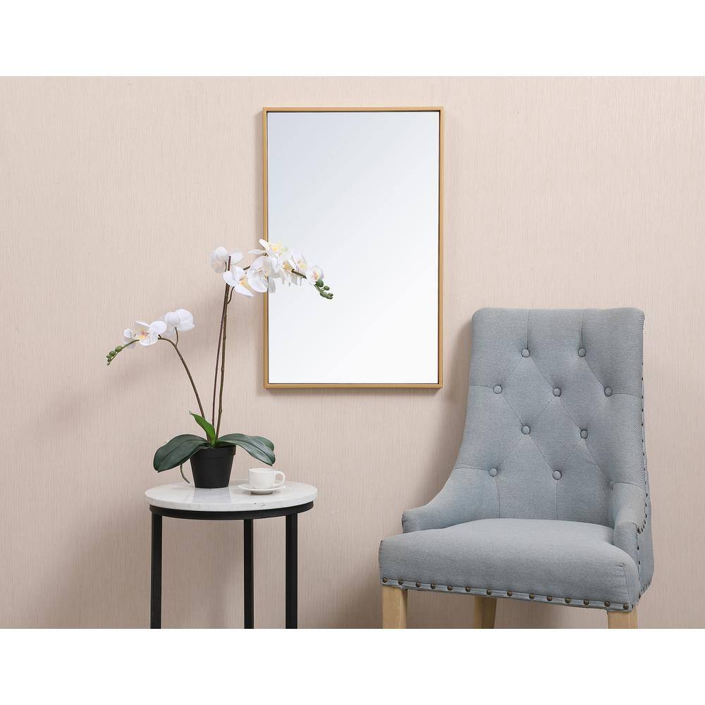 Front. Elegant Decor - Metal frame rectangle mirror 18x28 inch in brass - Brass.