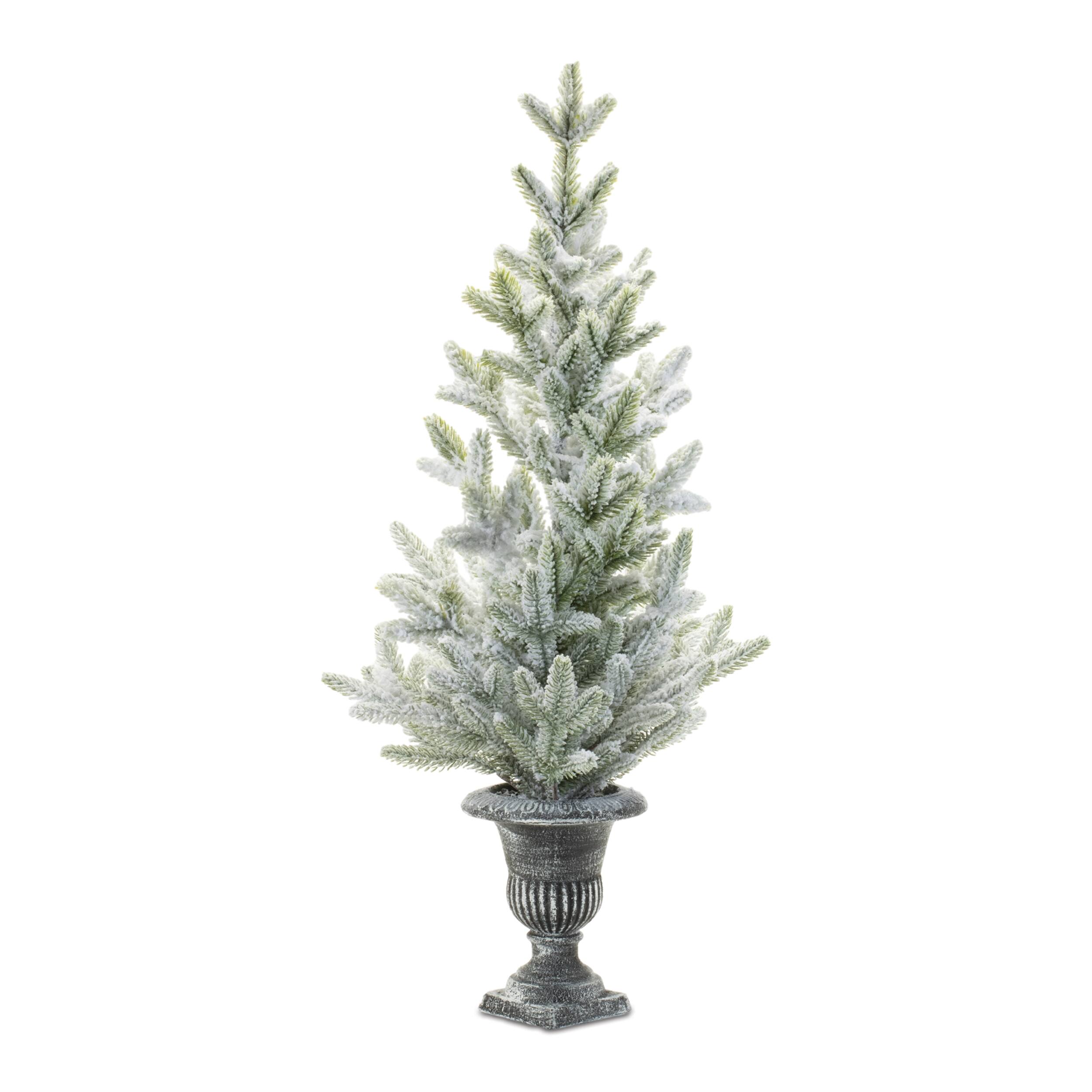 Front. BreeBe - Mini Pine Tree in Urn 28"H - White, Green.