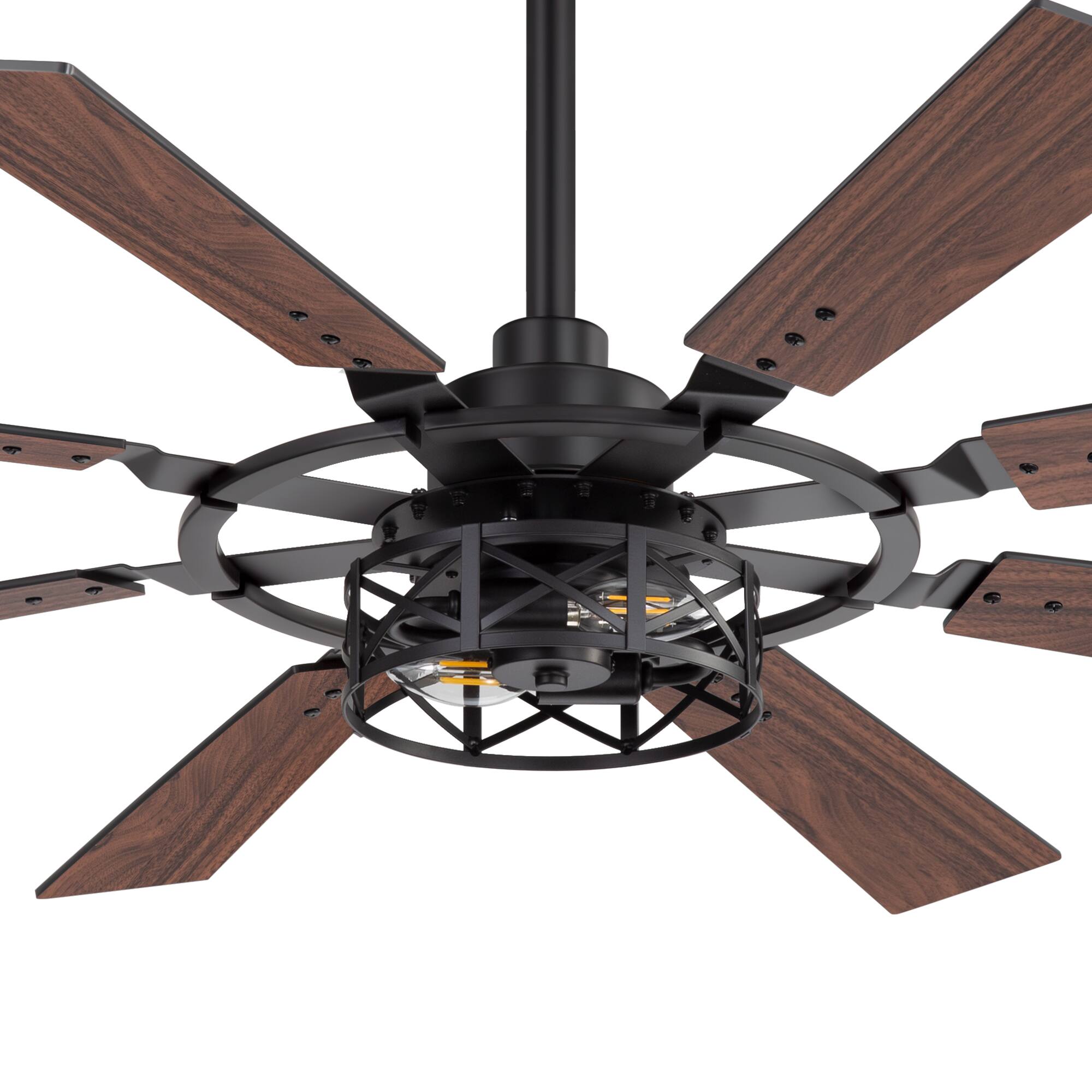 Alt View 9. Breezary - 52'' Indoor Ceiling Fan with Light and Remote , 8 Reversible Blades, Timer, 6-Speed DC Motor, 4″& 8″ Downrod - Matte Black.