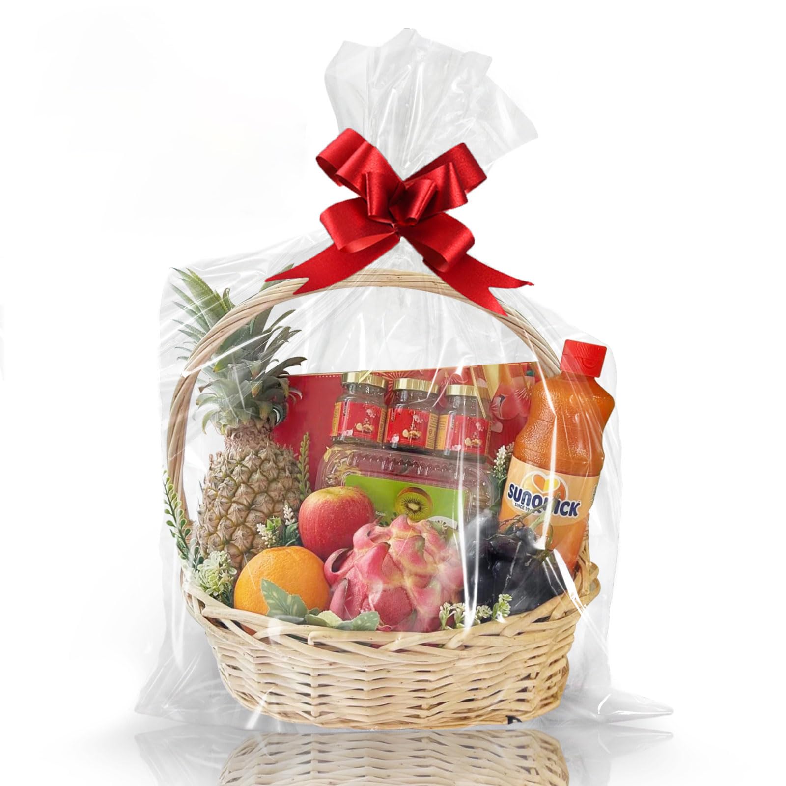 Paradigms Interiors - Clear Gift Bags 10 Inches Large Cellophane Wrap For Baskets Wrapping Plastic With Ties Giving Packaging Pro - Clear-24"x30"-1 Count (Pack of 15)