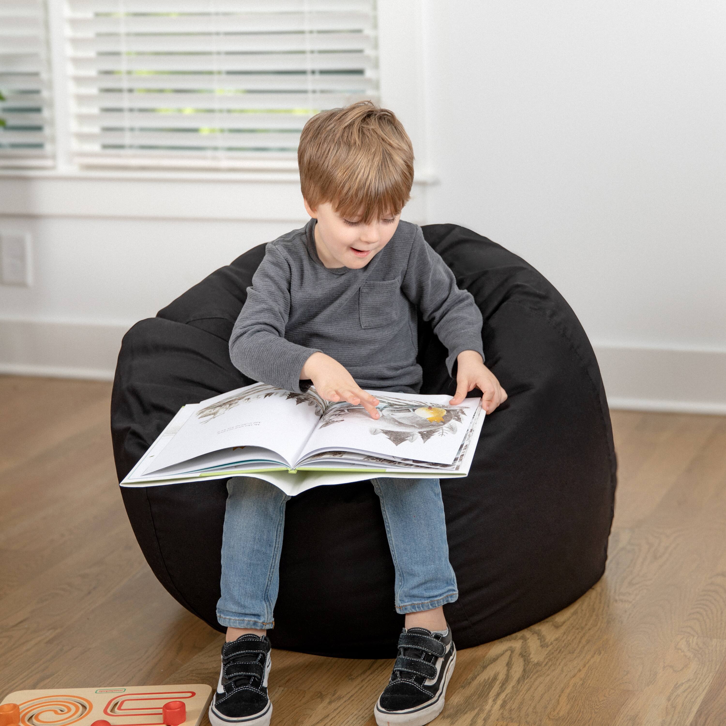 Alt View 3. Emma + Oliver - Small Bean Bag Chair for Kids and Teens - Black.