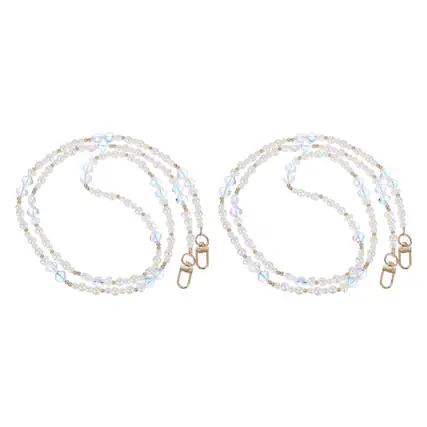 Front. Unique Bargains - 2pcs Beaded Flower Wrist Phone Strap Universal Cell Phone Chain Charm Hanging Rope for Smartphones - Gold.