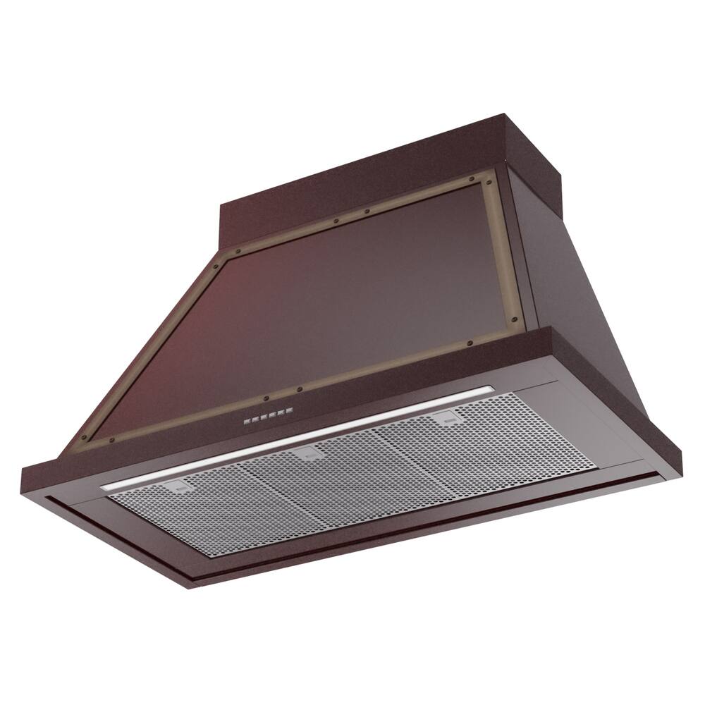 Alt View 2. ILVE - ILVE Nostalgie II Noblesse 40 inch Ducted Wall Mount Range Hood with 600 CFM (Burgundy, Burnished Trim) - Burgundy.