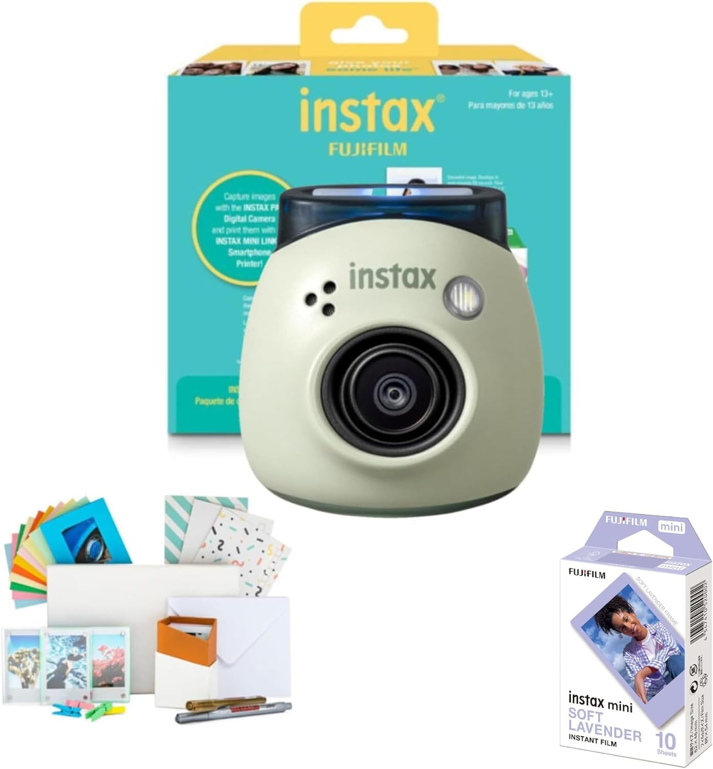 For ages 13+ Para mayores de 13 aos instax FUJIFILM Capture images with the INSTAX P Digital Camera and print them with INSTAX MINI LINK Smartphone Printer! instax I Paquete de 2 FUJ.FILM mini N FUJIFILM SOFT LAVENDER INSTANT 10 ! FILM Shoets