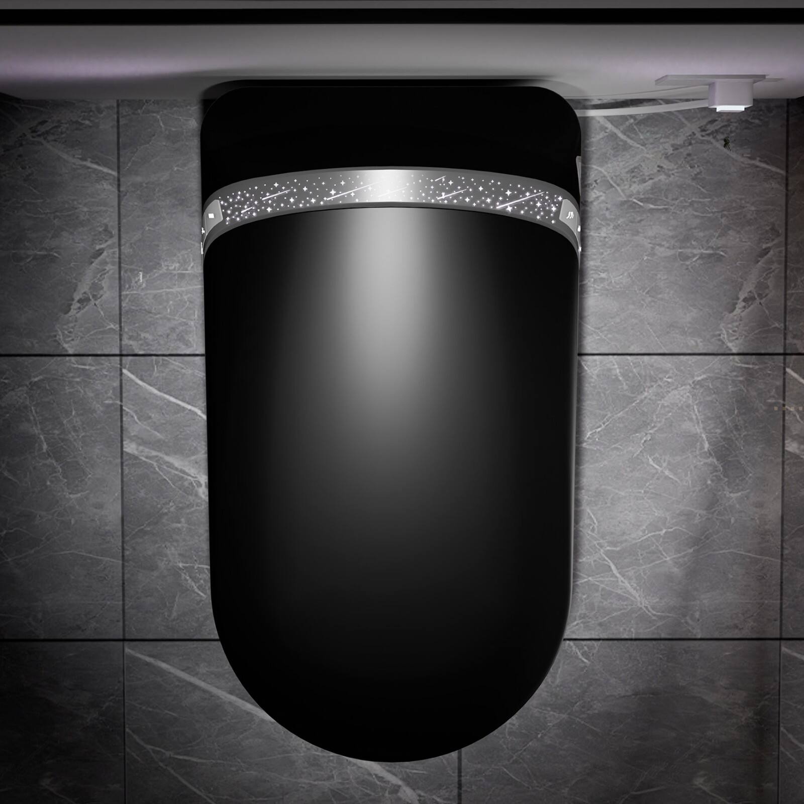 Alt View 6. Ecooso - Smart Toilet with Bidet Built In, Auto Open/Close Seat, Foot Sensor, LED Display,Night Light, Warm Water & Dryer - Matte Black.