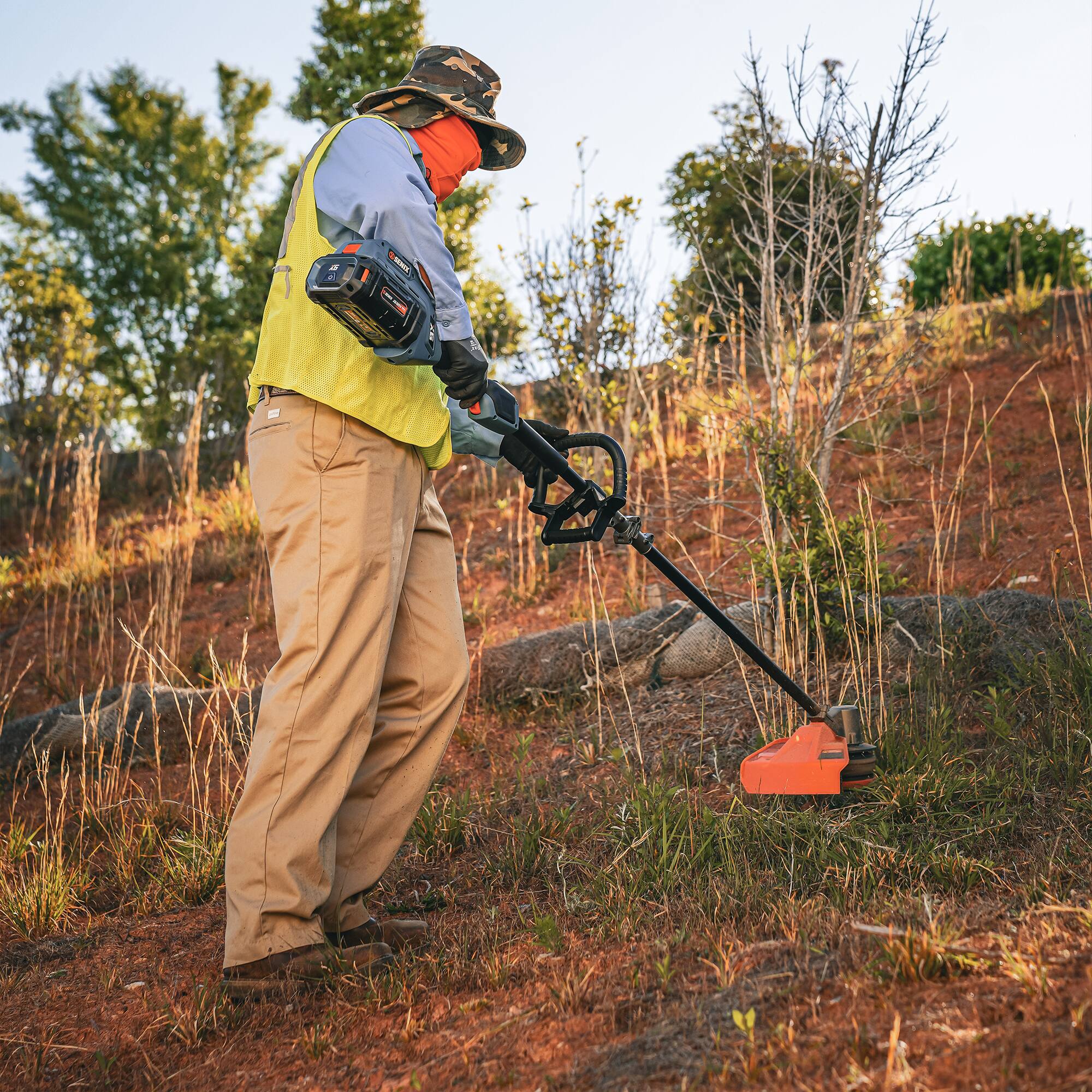 Alt View 8. SENIX - X6 60V Max* 16" Cordless String Trimmer, Brushless (3.0 Ah Battery & Charger Included) - Blue.