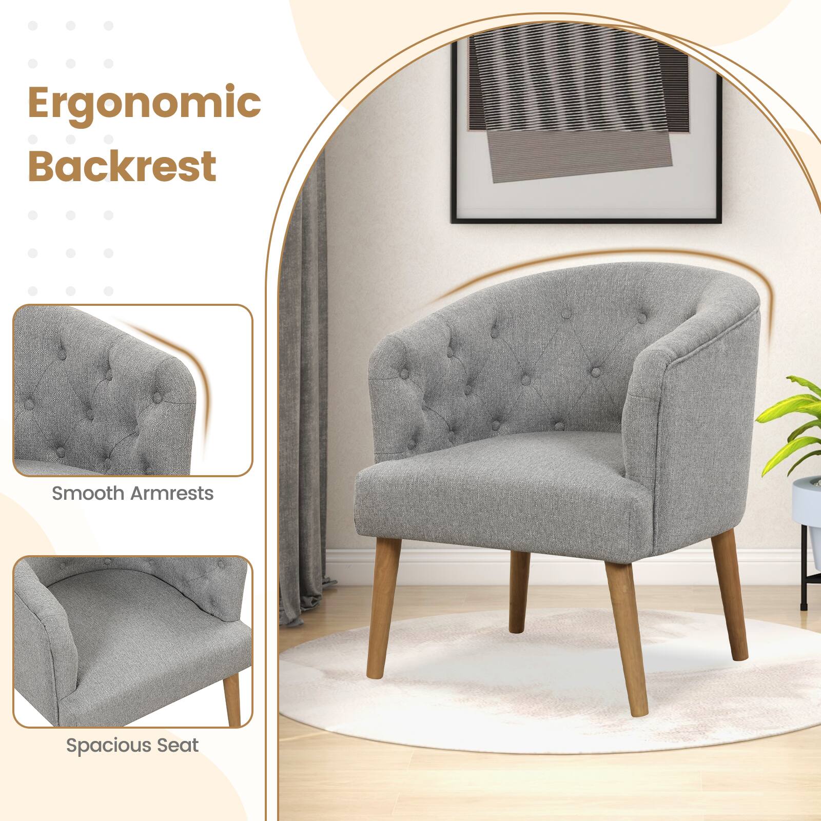 Ergonomic Backrest Smooth Armrests Spacious Seat