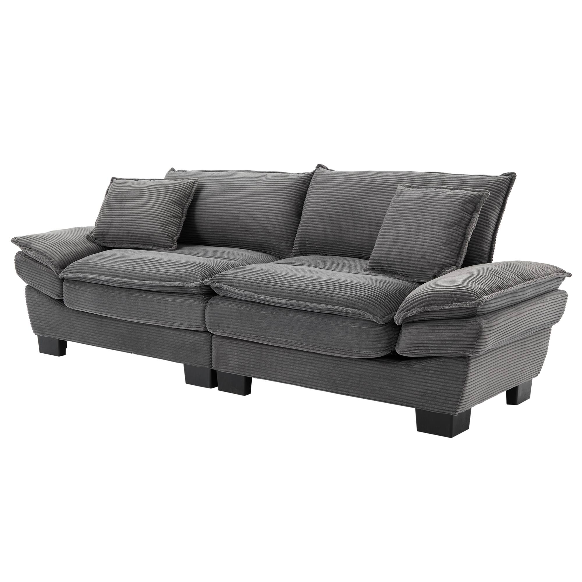 Alt View 1. GOODSILO - Plush Corduroy Convertible Sofa Bed | Deep-Seating Sleeper with Accent Pillows for Home & Office - Grey.