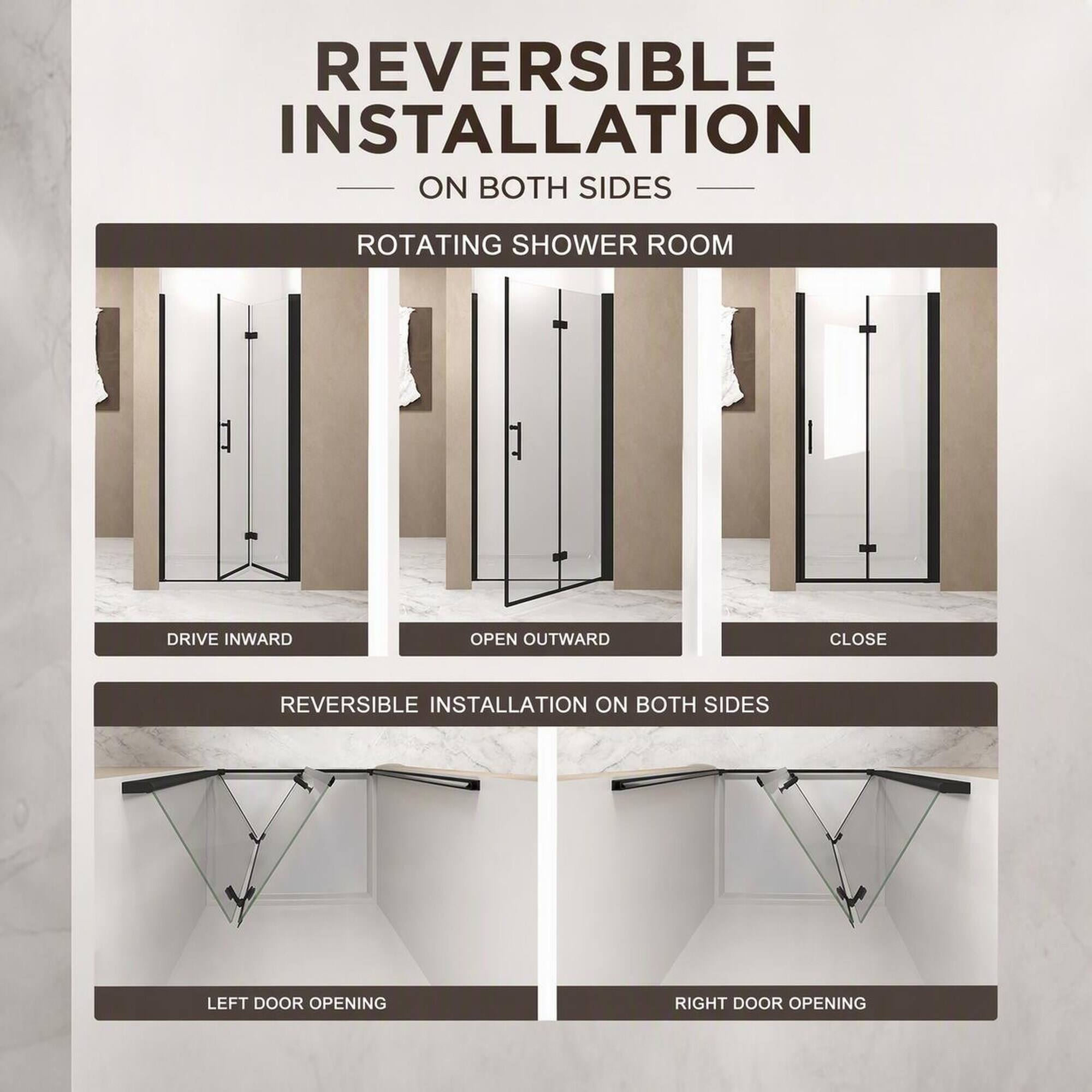 RYHNUYNE 28 29 In X 72 In Bifold Shower Door, 1/4 In Clear Tempered ...