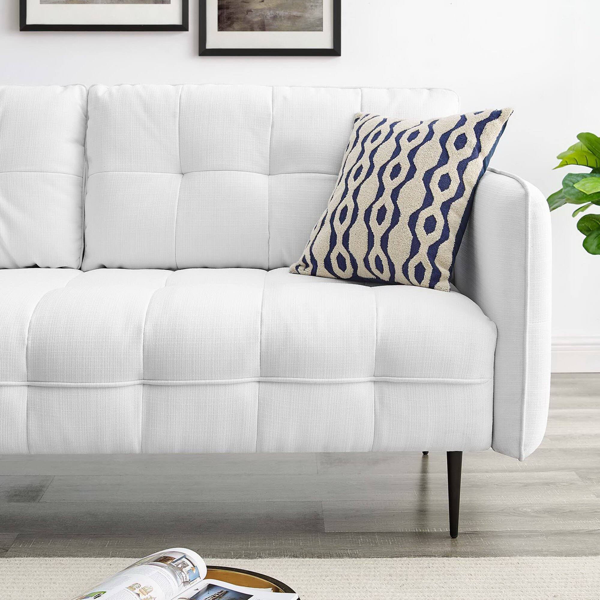 Back. Modway - Cameron Tufted Fabric Sofa by Modway - White.