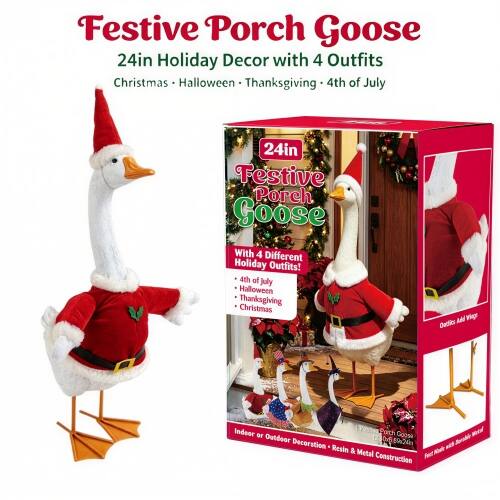 Festive Porch Goose 24in Holiday Decor with 4 Outfits Christmas Halloween Thanksgiving 4th of July

24in Festive Porch Goose With 4 Different Holiday Outfits! 4th of July Halloween Thanksgiving Christmas

bhA Vings Oadics
Indoor or Outdoor Decoration - Resin & Metal Construction