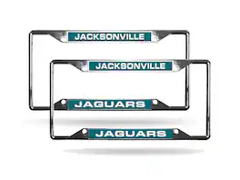Rico Industries - Jacksonville Football Jaguars (Set of 2) All Corner EZ View Chrome Metal Laser Cut License Plate Frames - Multi