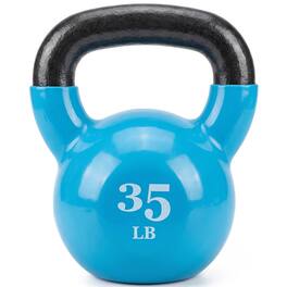 Fitvids - 35 lb Vinyl-Coated Kettlebell Weight for Strength Training - Light Blue