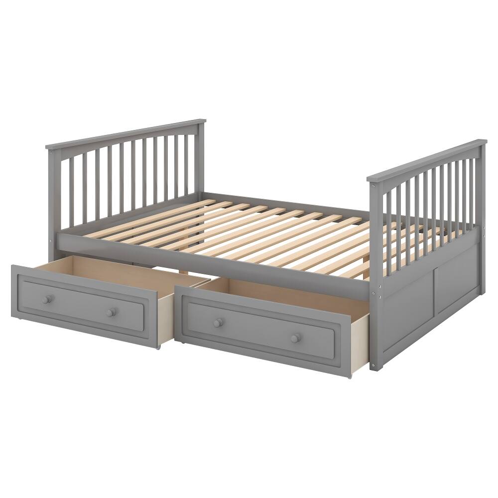 Alt View 2. Loheer - Loheer Full Over Full Bunk Bed with Drawers Convertible Solid Wood Gray - Gray.