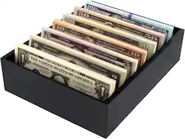JuzToys - Money Organizer with 8 Compartment Cash Holder, Divider Box, Cash Tray by PowerTRC - Black