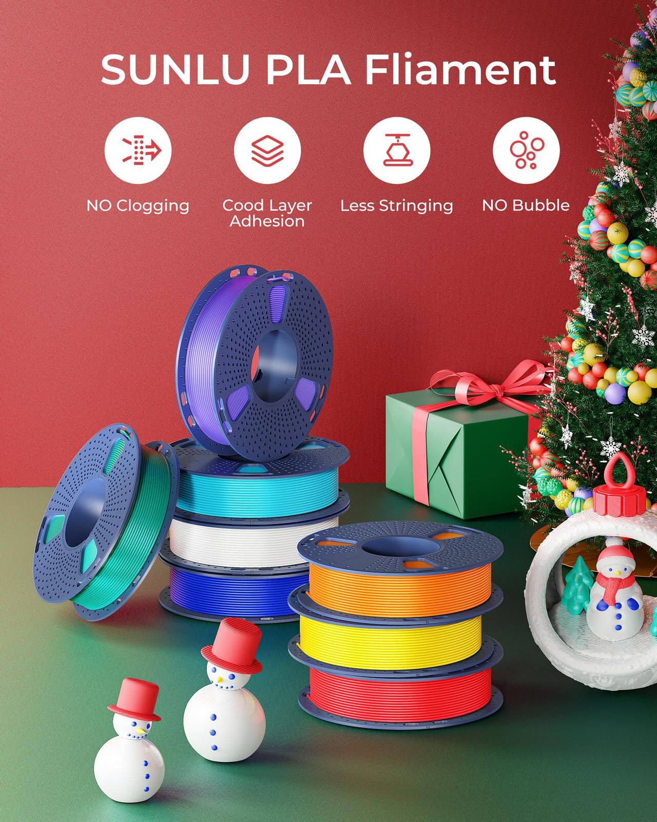 SUNLU PLA Filament

- NO Clogging
- Good Layer Adhesion
- Less Stringing
- NO Bubble