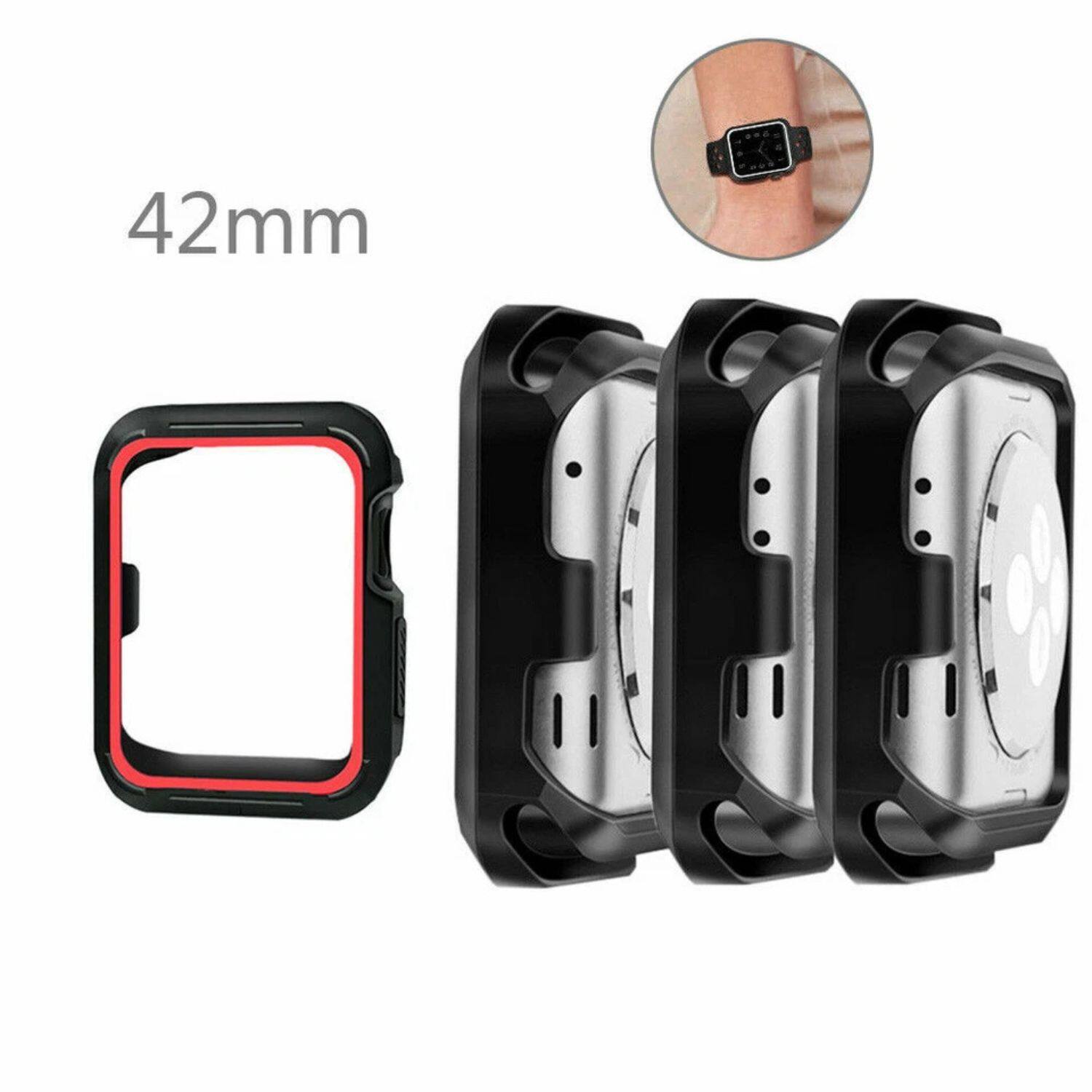 Left. Stock Preferred - TPU Screen Protector Cover Case , Slim & Shockproof 42mm for Apple Watch Series 1/2/3 - Red.