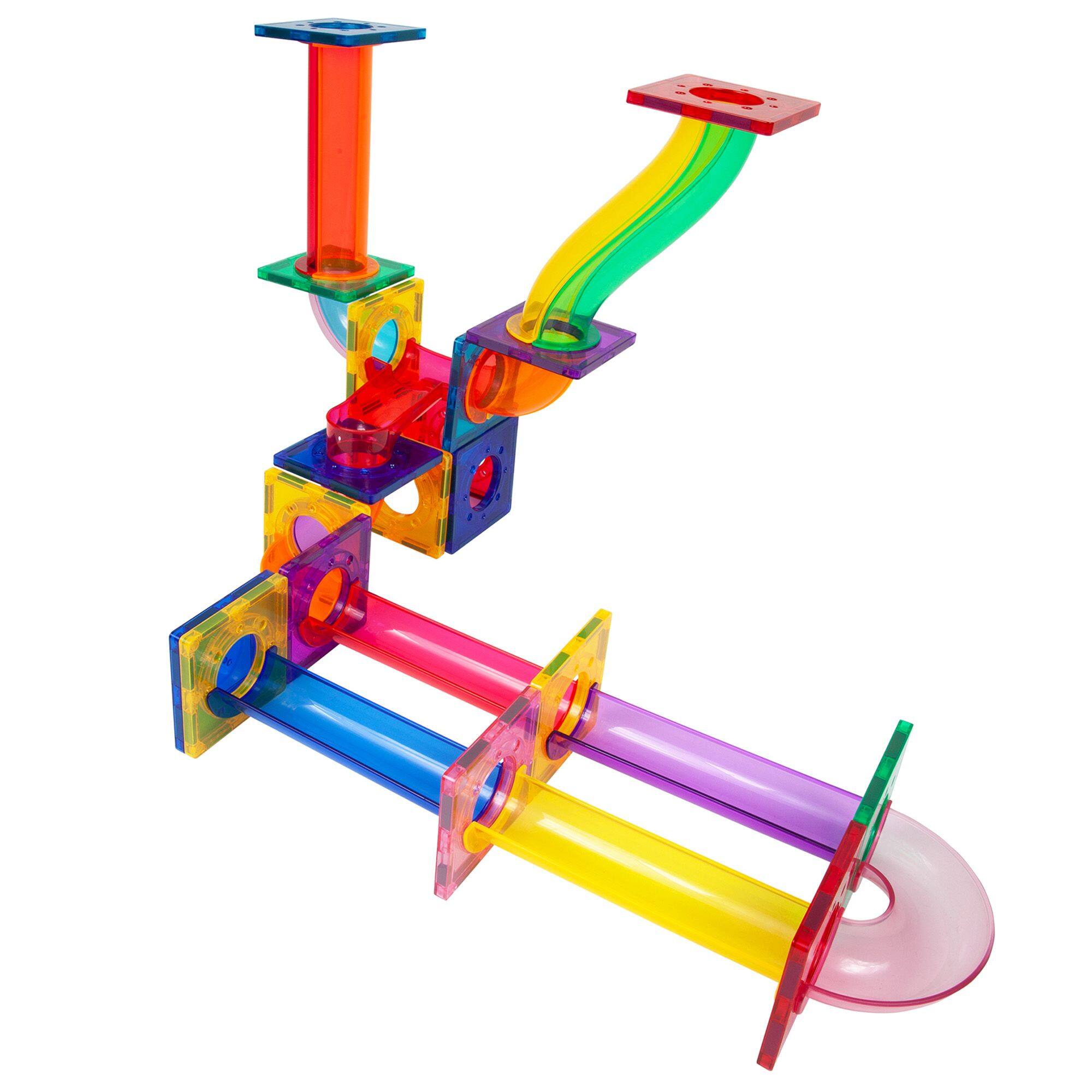 Alt View 3. PicassoTiles - PICASSO-TILES Marble Run Magnetic Tiles for Kids, 40PCS, Construction Magnet Tiles Race Track Building Blocks STEM Toy - Multicolor.