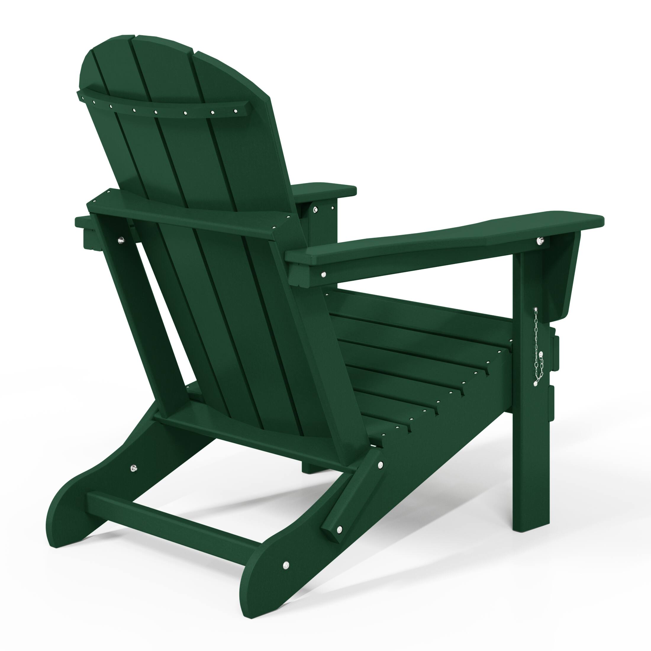 Back. WestinTrends - WestinTrends Malibu Outdoor HDPE Folding Poly Adirondack Chairs (Set of 4) - Dark Green.