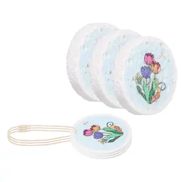 Unique Bargains - 6pcs Cellulose Round Floral Sponges Non-Scratch Compressed Scrubber for Kitchen Bathroom Household Cookware & DIY - Light Blue