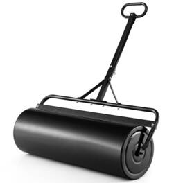 Gymax - Lawn Roller Push/Tow Behind a Tractor Sod Drum Roller for Garden Yard Park Farm Black