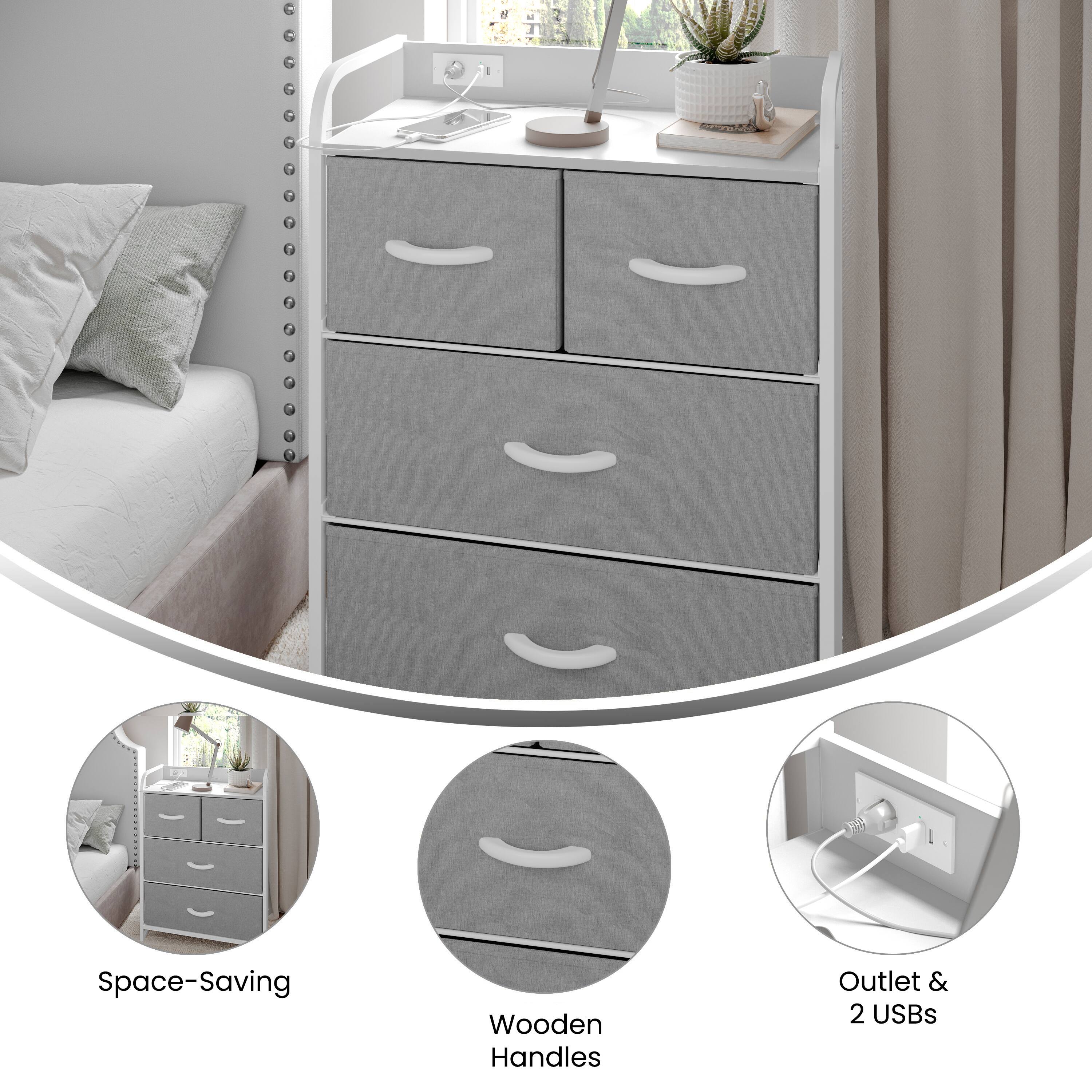 Space-Saving Wooden Handles Outlet & 2 USBs