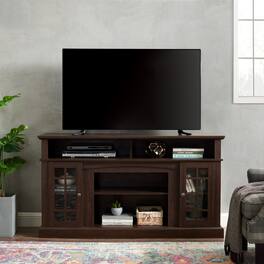 APRILSOUL - Classic TV Media Stand Modern Entertainment Console for TV Up to 65in with Open and Closed Storage Space - Espresso