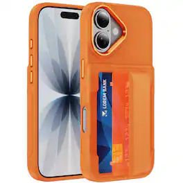 Dteck - RFID Wallet Case for Apple iPhone 17, Shockproof Drop Protection Cover with Hidden Card Slot and Kickstand - Orange