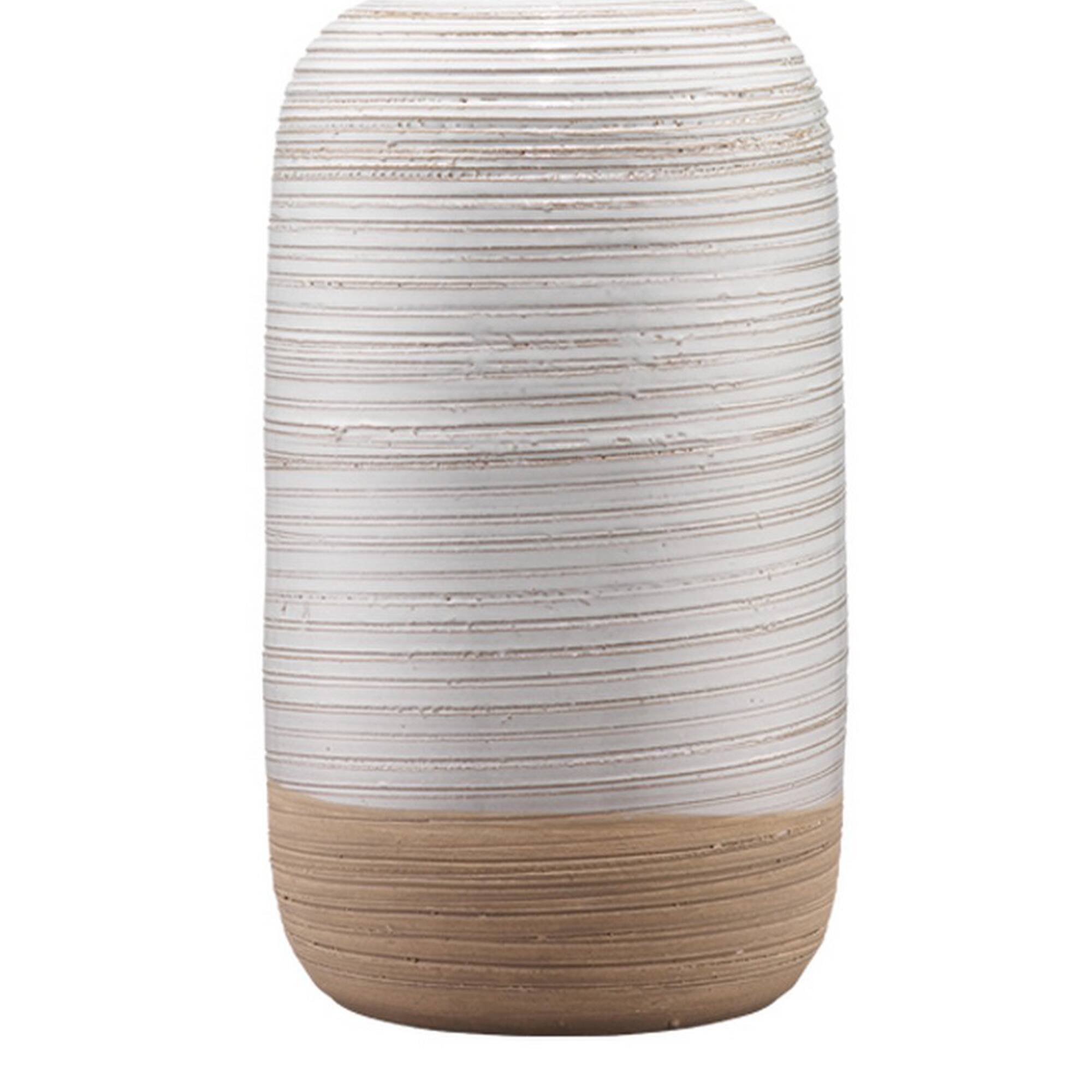 Back. Manhattan Lane - Table Lamp with Brushed Ceramic Body and Fabric Shade - Cream.