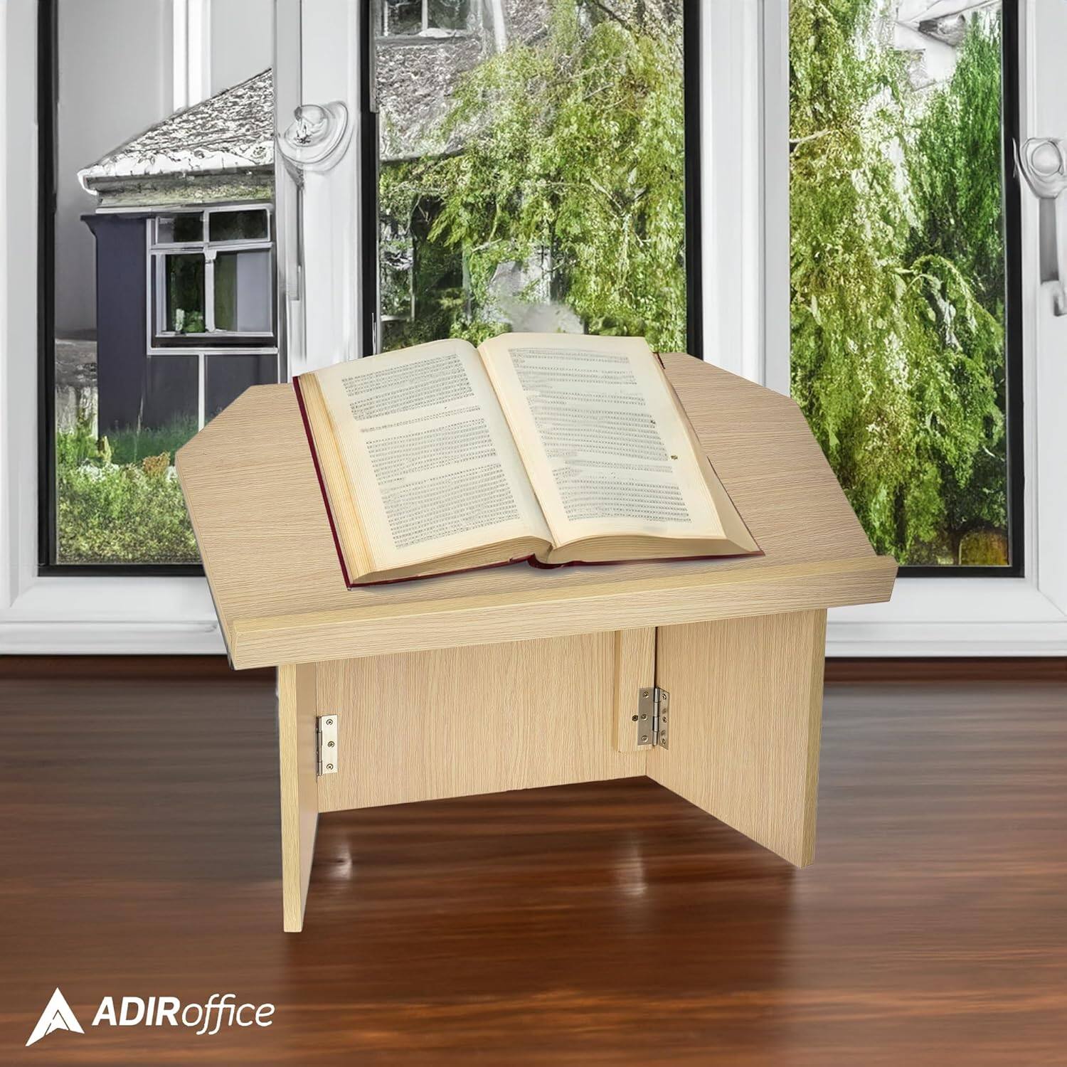 Alt View 8. AdirOffice - Foldable Tabletop Podium Lectern Speaker Stand - Medium Oak.