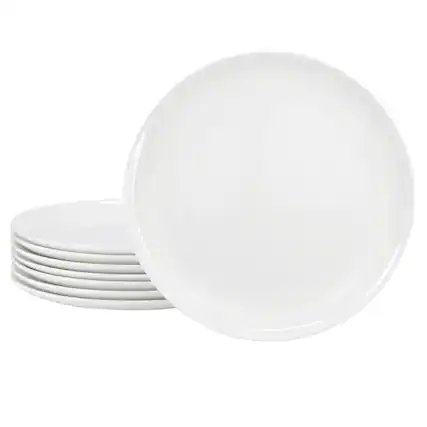 Front. Gibson - Gibson Elite White Peninsula 8 Piece 10.75 Inch Bone China Dinner Plate Set in White - White.