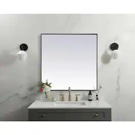 Elegant Decor - Metal Frame Square Mirror 42 inch - Black
