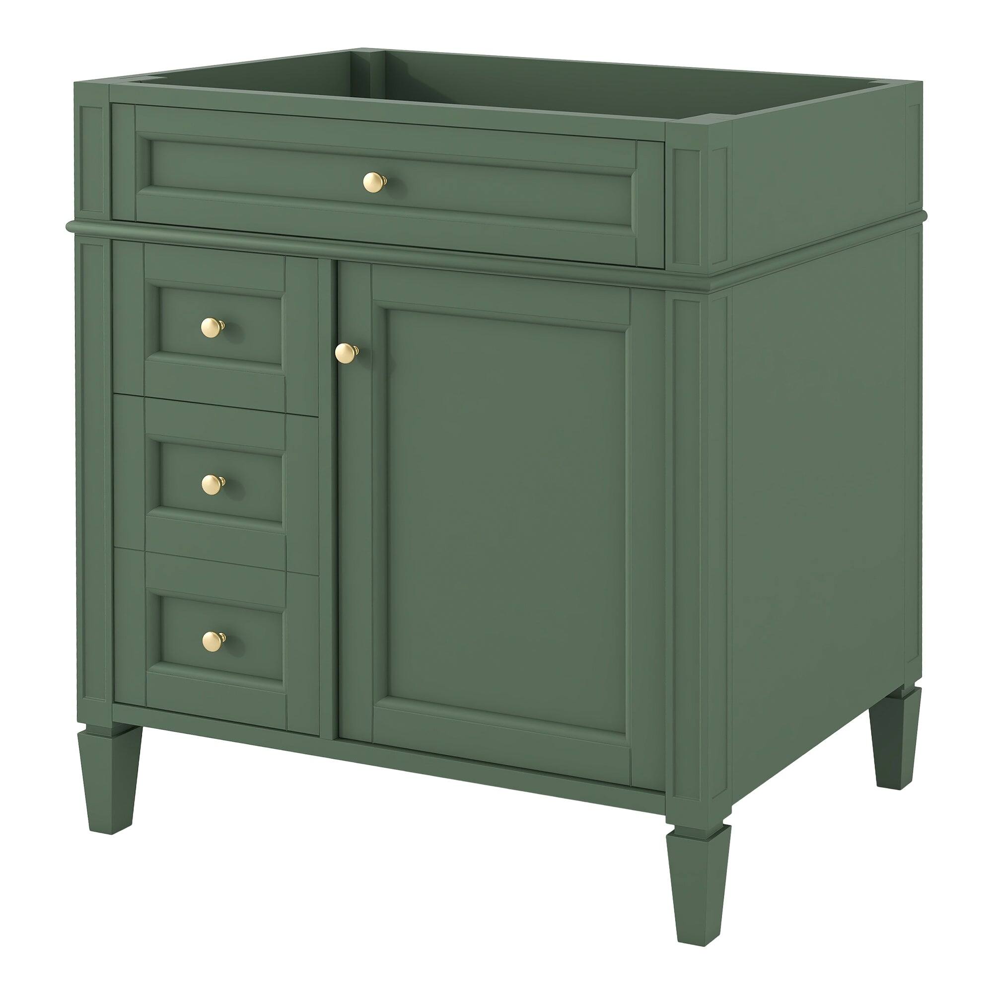 Alt View 5. Boyel Living - 30 Inch Bathroom Vanity Cabinet Only No Sink Green 2 Drawers and Tip Out DrawerGreen - Green.