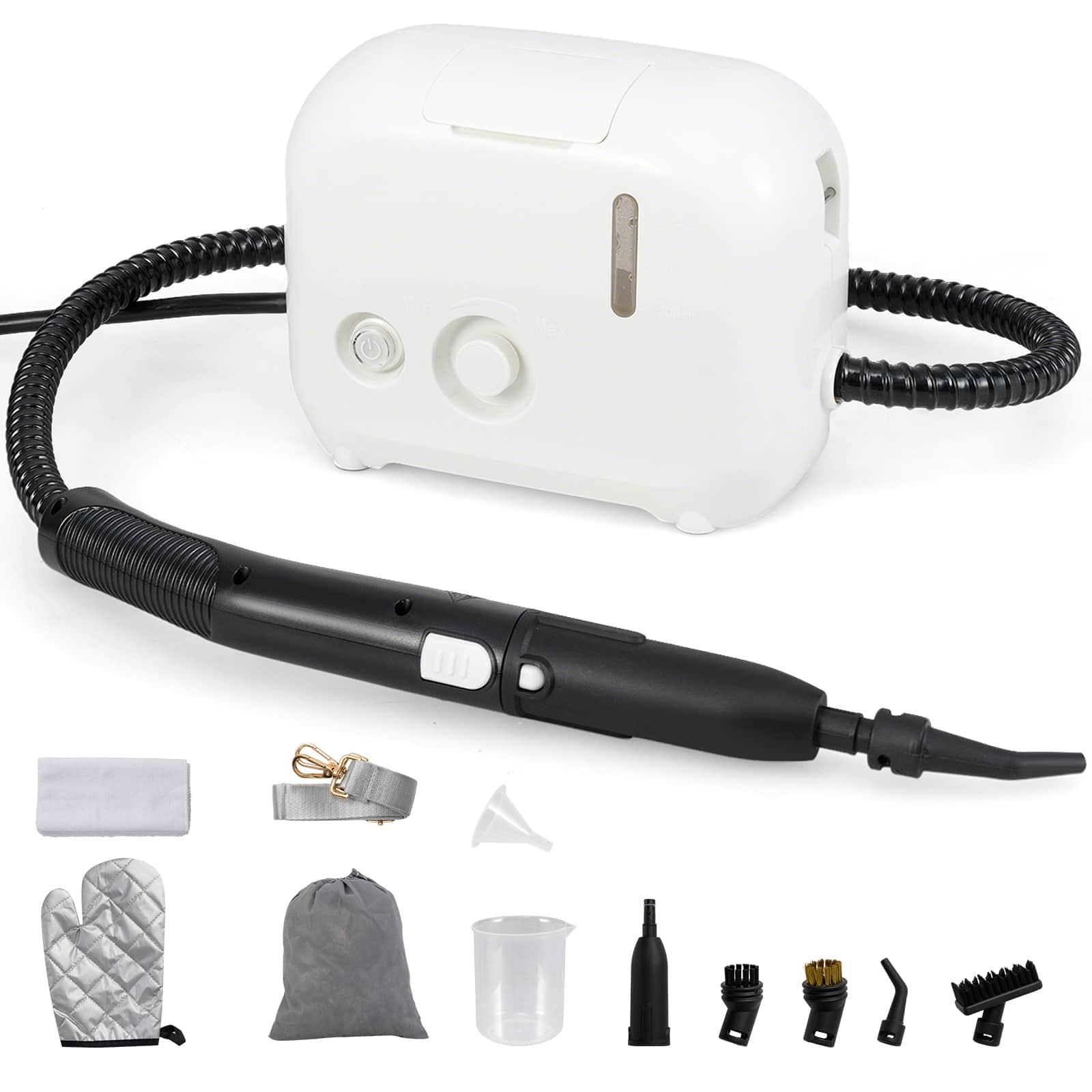 SKONYON - Handheld Steam Cleaner with High Pressure Steam Multiple Attachments and Large Water Tank - White